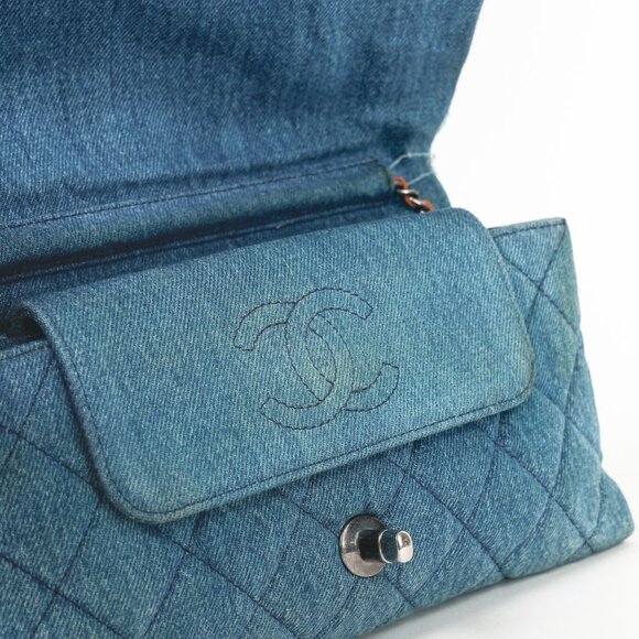 Chanel 15P Blue Denim Fringe CC Medium Flap Bag - Picture 11 of 15